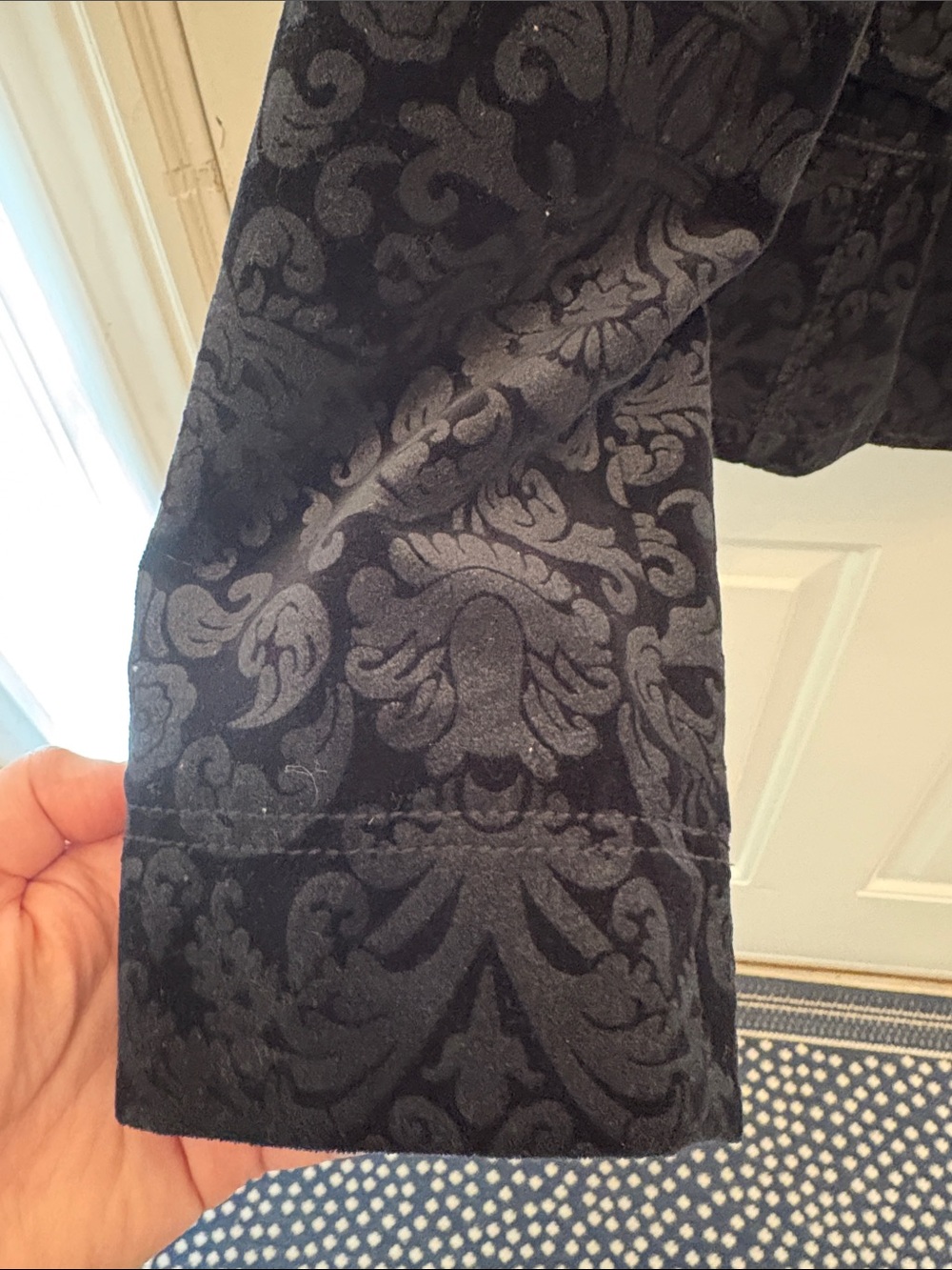 LOFT Black Patterned Velvet Blazer Jacket - Picture 6 of 11
